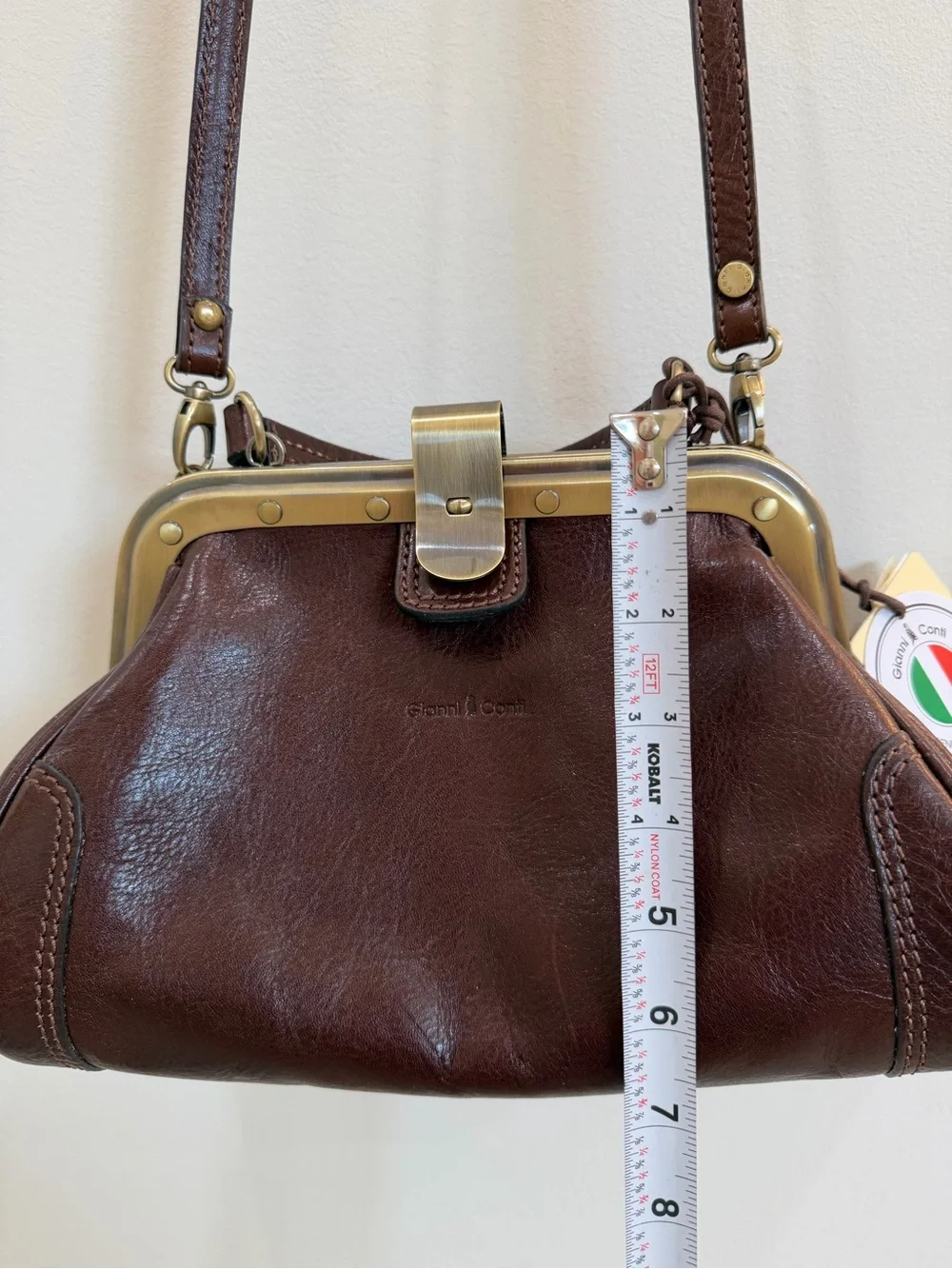 Classic Leather Frame Shoulder Bag - Dark Brown - Picture 2 of 6